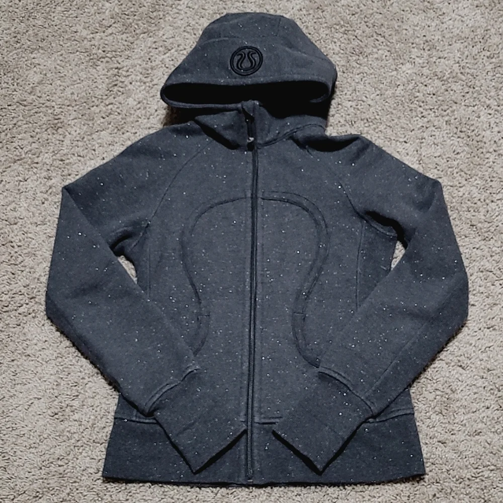 Lululemon Scuba Hoodie Dark gray with silver sparkle Size 4 - Picture 3 of 10